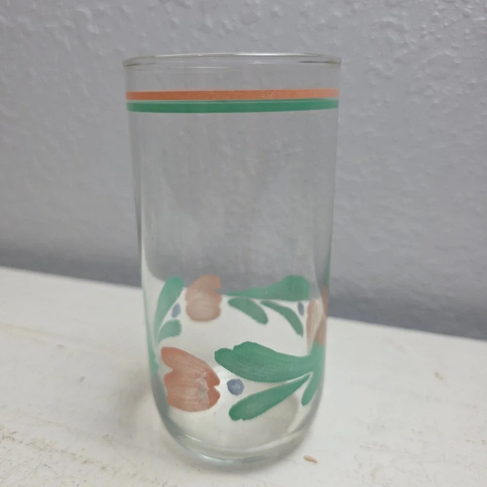 Vintage Libbey Tulip Tumbler Glasses Set of 8 with Metal Cottagecore‎ Carrier